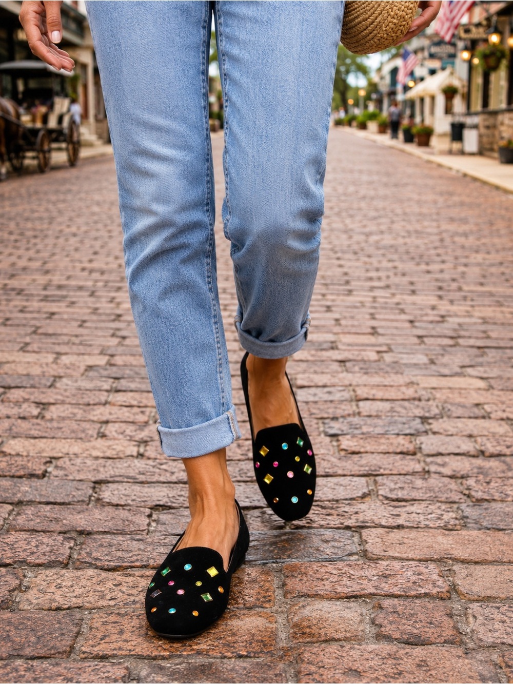 Beautiful Black Embellished Slip-On Loafers for Women. Love These Never Worn